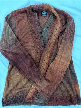 Alstyle Multicolor Shawl Collar Knit Cardigan - Rusty Brown Gradient